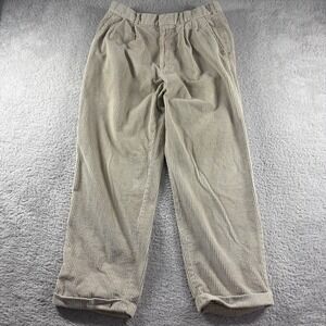 Perry Ellis Corduroy Pants Mens 34x30 (Fits 30x27) Light Khaki Whale Jumbo Cuff
